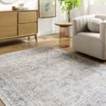 Eran Traditional Light Silver Washable Area Rug