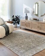 Dian Traditional Khaki/Light Silver Washable Area Rug - Image 3