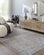 Darling Traditional Light Silver Washable Area Rug - Becki Owens x Livabliss