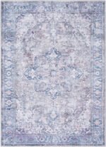 Jessy Traditional Denim Washable Area Rug