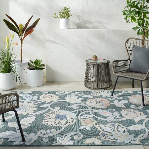Ottis Coastal Charcoal/Rust Area Rug