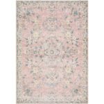Jeaneen Traditional Light Grey/Rust Washable Area Rug