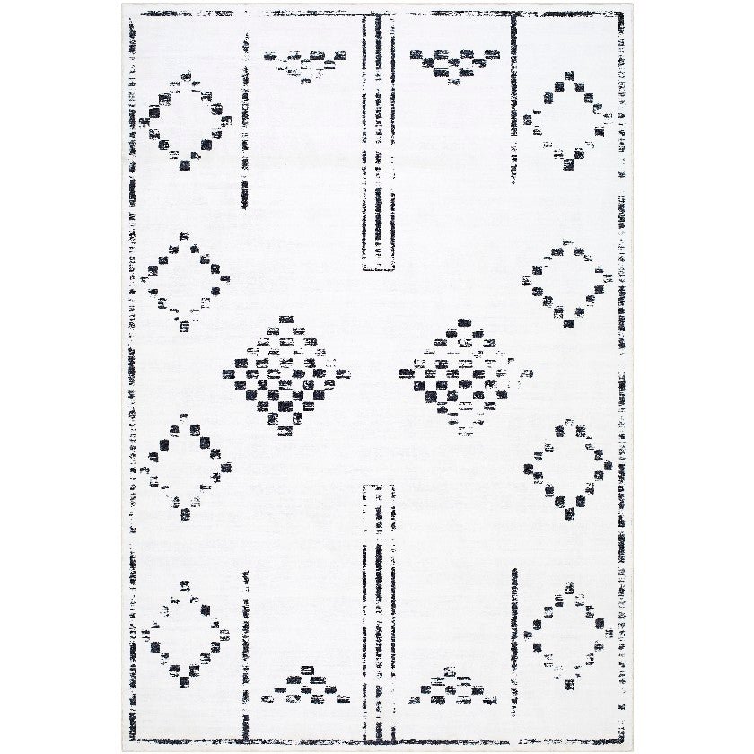 AAAC0655-576-1 Hagop Modern Off-White/Black Washable Area Rug - Image 1