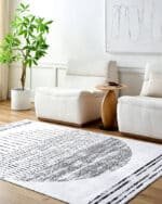 Marita Modern Off-White/Black Washable Area Rug - Image 3