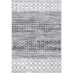 Divine Bohemian/Global Off-White/Black Washable Area Rug