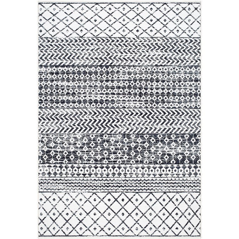 AAAC0659-576-1 Divine Bohemian/Global Off-White/Black Washable Area Rug - Image 1