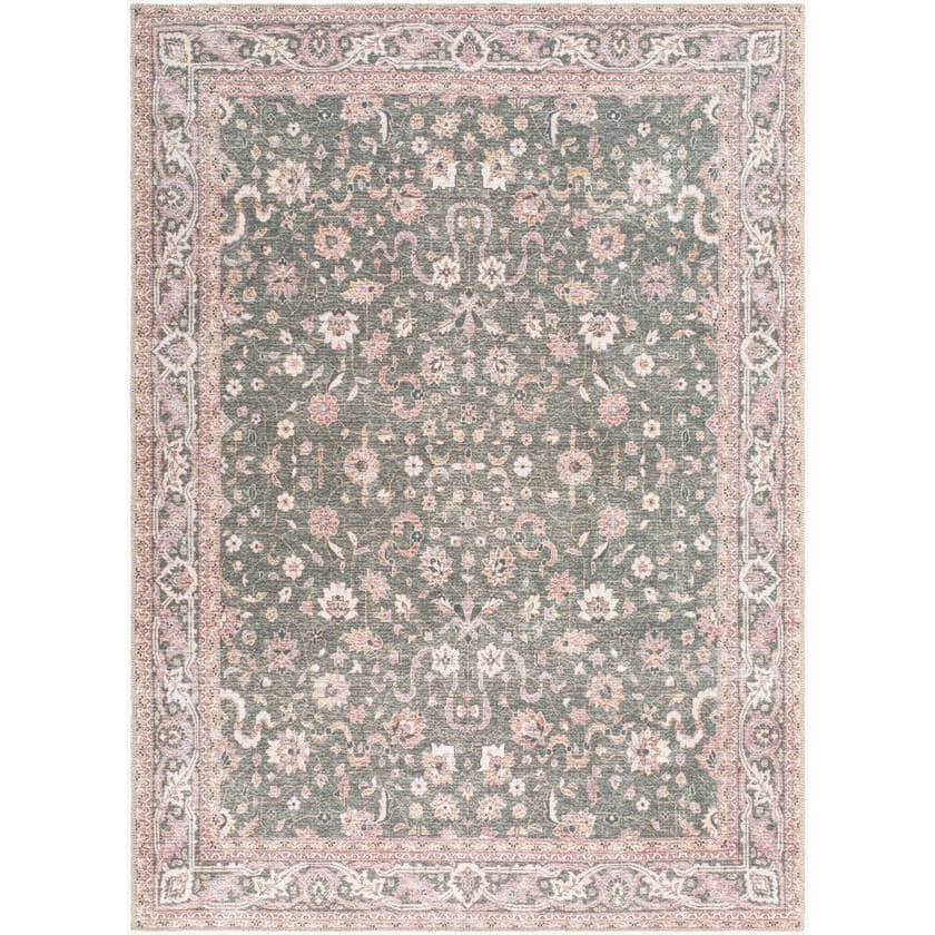 AAAC1537-5373-1 Tayce Traditional Medium Green Washable Area Rug - Image 1