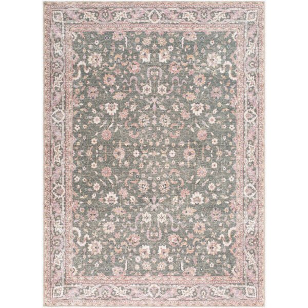 Tayce Traditional Medium Green Washable Area Rug