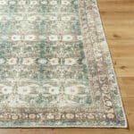 Meddo Traditional Dark Green Washable Area Rug - Image 6