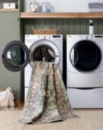 Meddo Traditional Dark Green Washable Area Rug