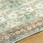 Meddo Traditional Dark Green Washable Area Rug - Image 2