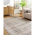 Trivia Traditional Dark Brown Washable Area Rug