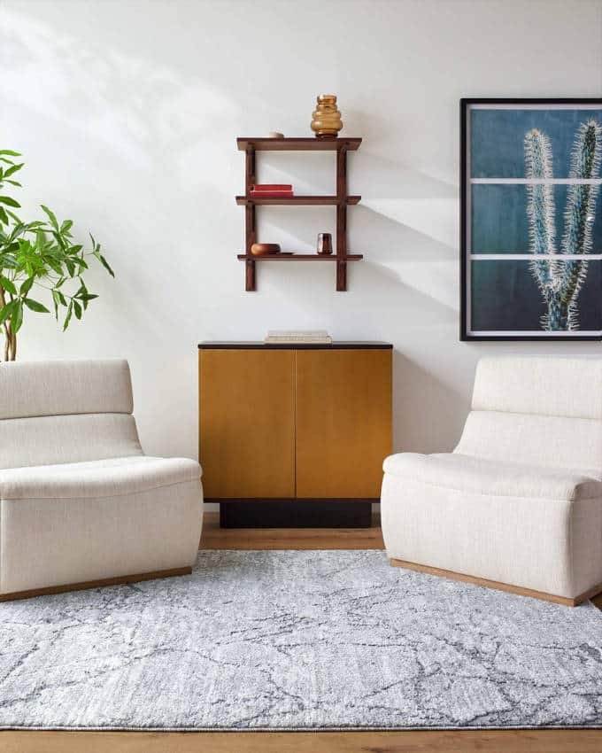 AAAC1558-5373-roomscene_201-1 Dustee Cottage Metallic - Silver Area Rug - Image 1