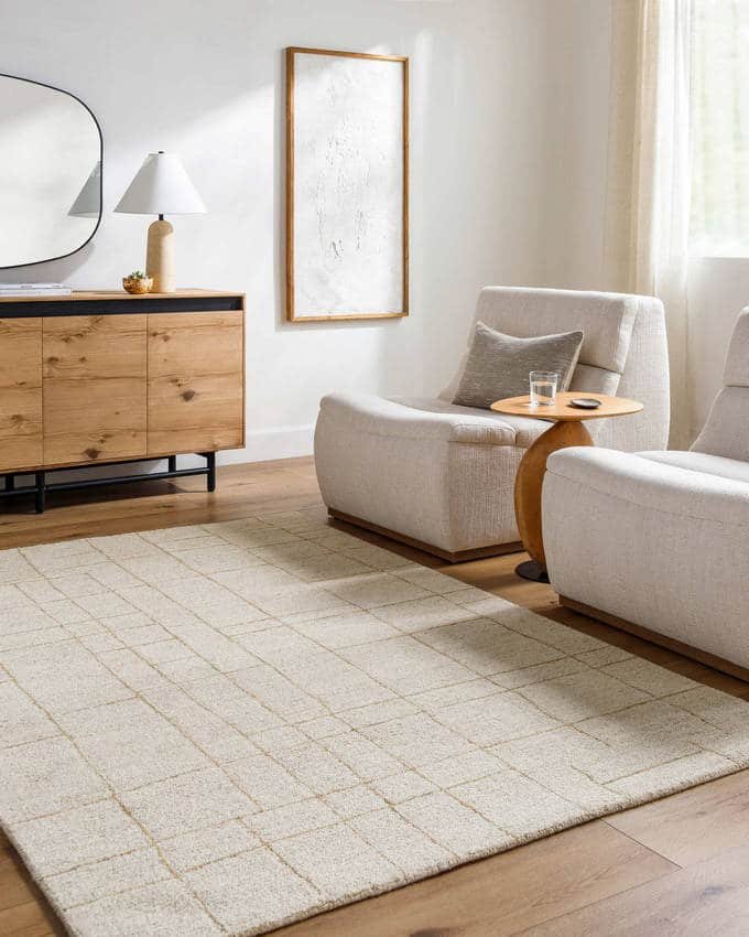 AAAC1609-576-roomscene_201-1 Kemberly Global Light Beige Area Rug - Image 1