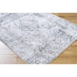 Taron Traditional Metallic - Silver Washable Area Rug - Image 3