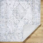 Taron Traditional Metallic - Silver Washable Area Rug - Image 4