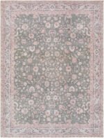Jacqueleen Traditional Emerald Washable Area Rug