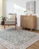 Jacqueleen Traditional Emerald Washable Area Rug - Image 2