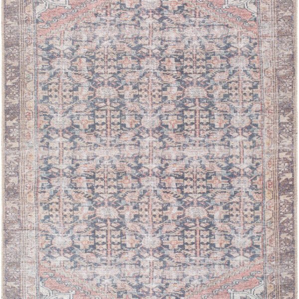Sahra Traditional Brown/Blue Washable Area Rug