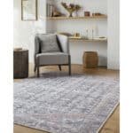 Sahra Traditional Brown/Blue Washable Area Rug - Image 4