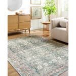 Marqus Traditional Emerald/Light Silver Washable Area Rug - Image 2