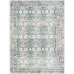 Marqus Traditional Emerald/Light Silver Washable Area Rug