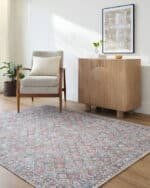 Rommy Traditional Pink Washable Area Rug - Image 2