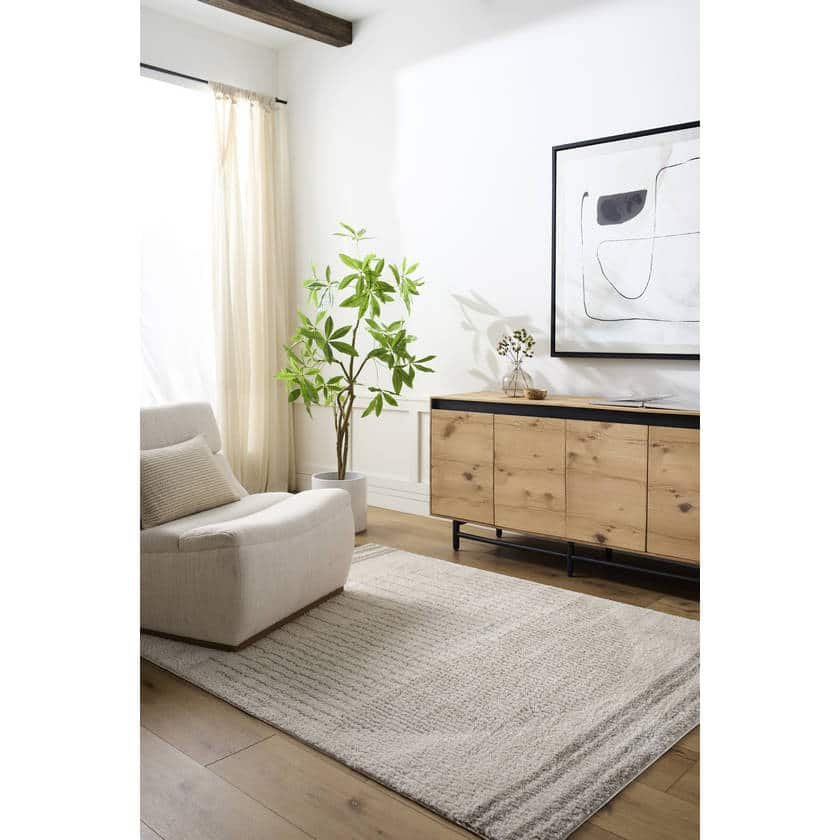 AAAC2287-537-roomscene_201-1 Lyndsi Global Medium Gray Washable Area Rug - Image 1
