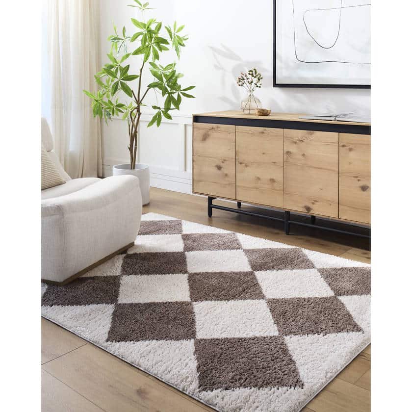 AAAC2301-537-roomscene_201-1 Jason Modern Dark Brown Washable Area Rug - Image 1