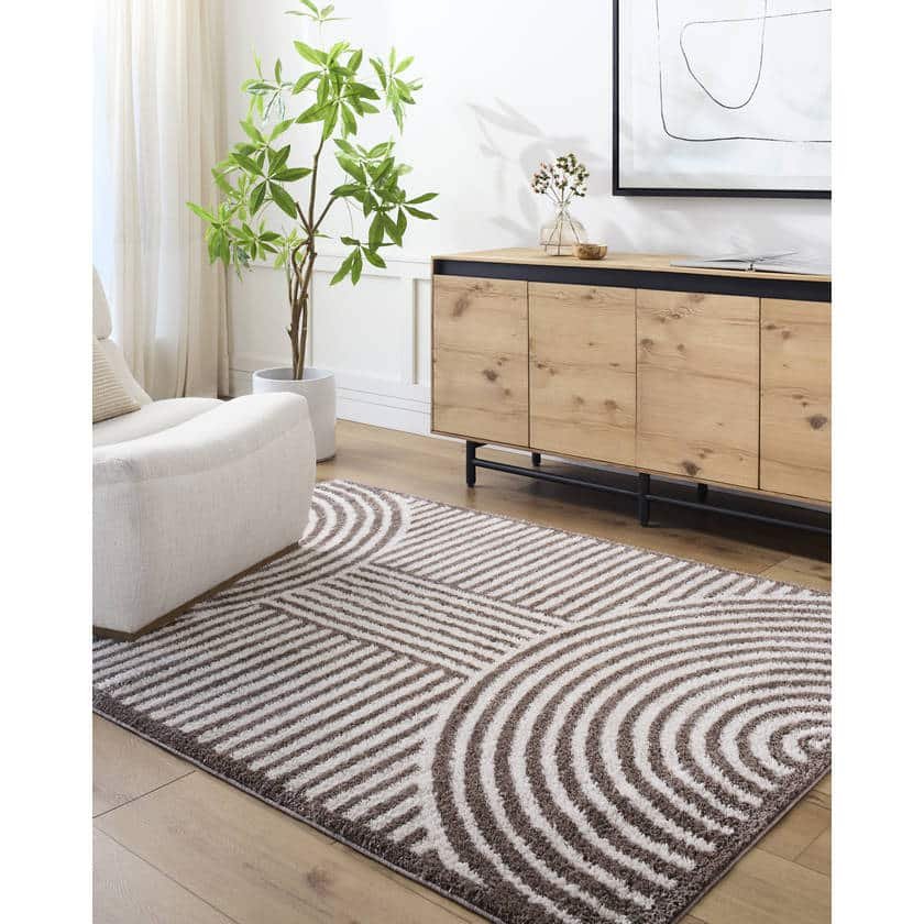 AAAC2309-537-roomscene_201 Marcela Modern Dark Brown Washable Area Rug - Image 1