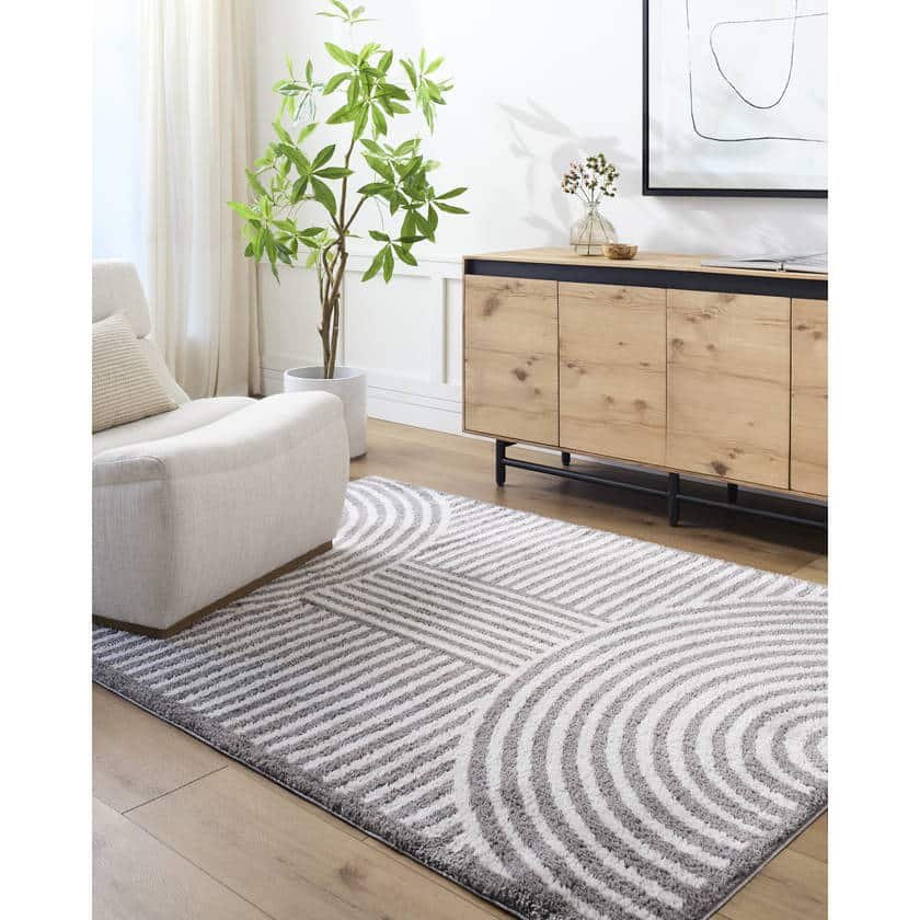 AAAC2312-537-roomscene_201-1 Marcela Modern Charcoal Washable Area Rug - Image 1