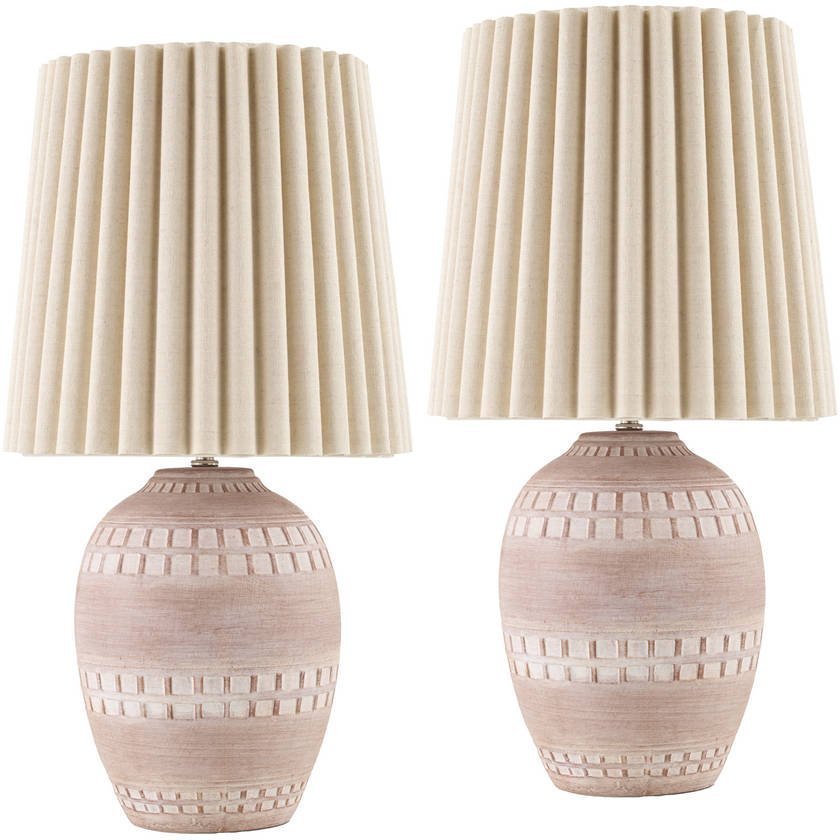 AAAC2326-set-1 Jon Modern Blush Table Lamp - Image 1
