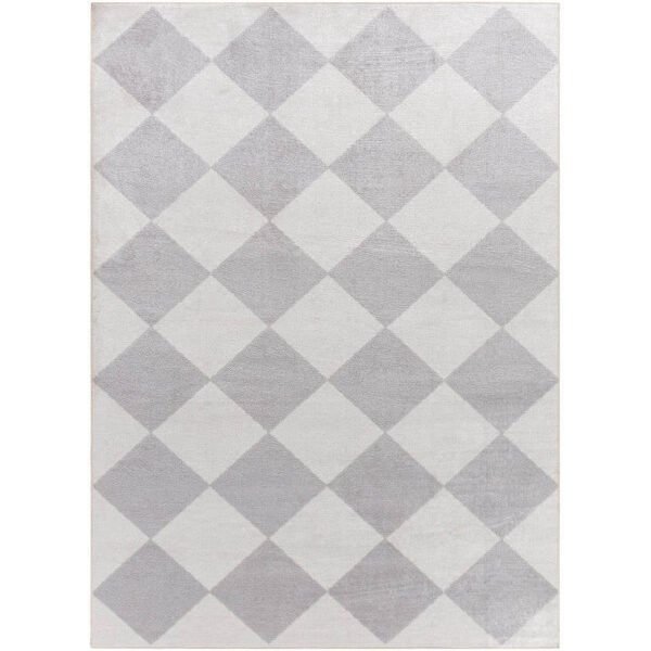 Senior Modern Light Gray Washable Area Rug