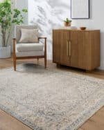 Maria Elena Traditional Taupe/Dark Blue Area Rug - Galey Alix Livabliss - Image 3