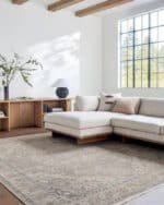 Maria Elena Traditional Taupe/Dark Blue Area Rug - Galey Alix Livabliss - Image 2