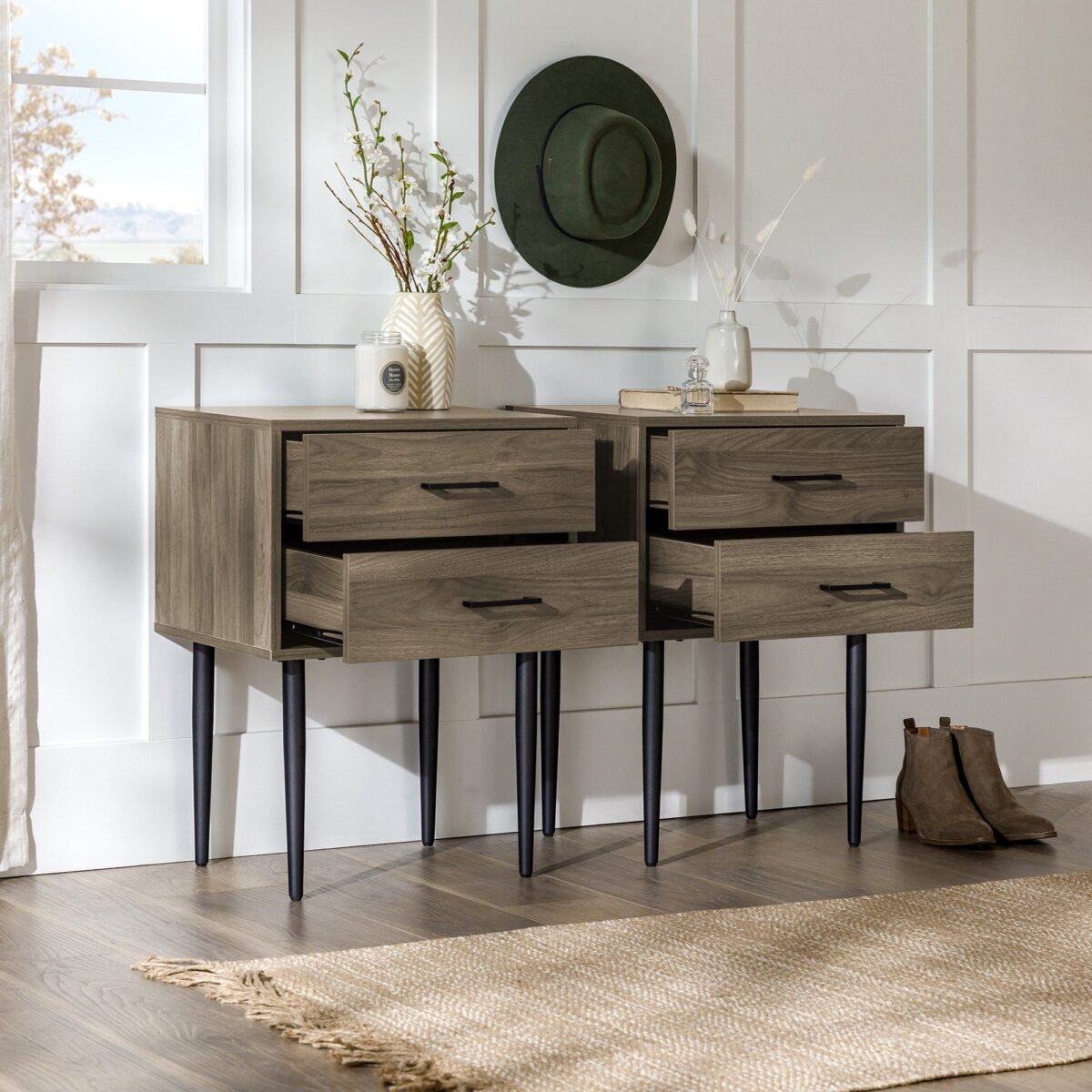 Olivia Two-Drawer Nightstand / Side Table, Set of 2 - Image 5