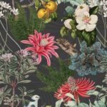 Colorful Botanical Garden Wallpaper on Dark Background - Image 2