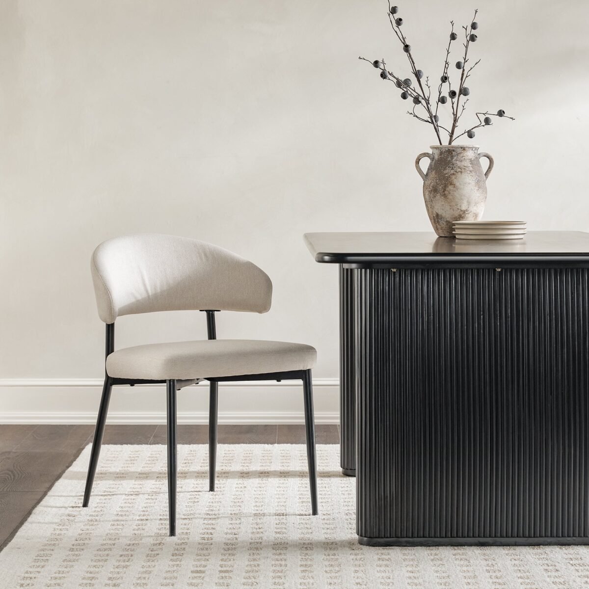 Alexis Modern Upholstered Curved Dining Chair, set of 2 - Image 3