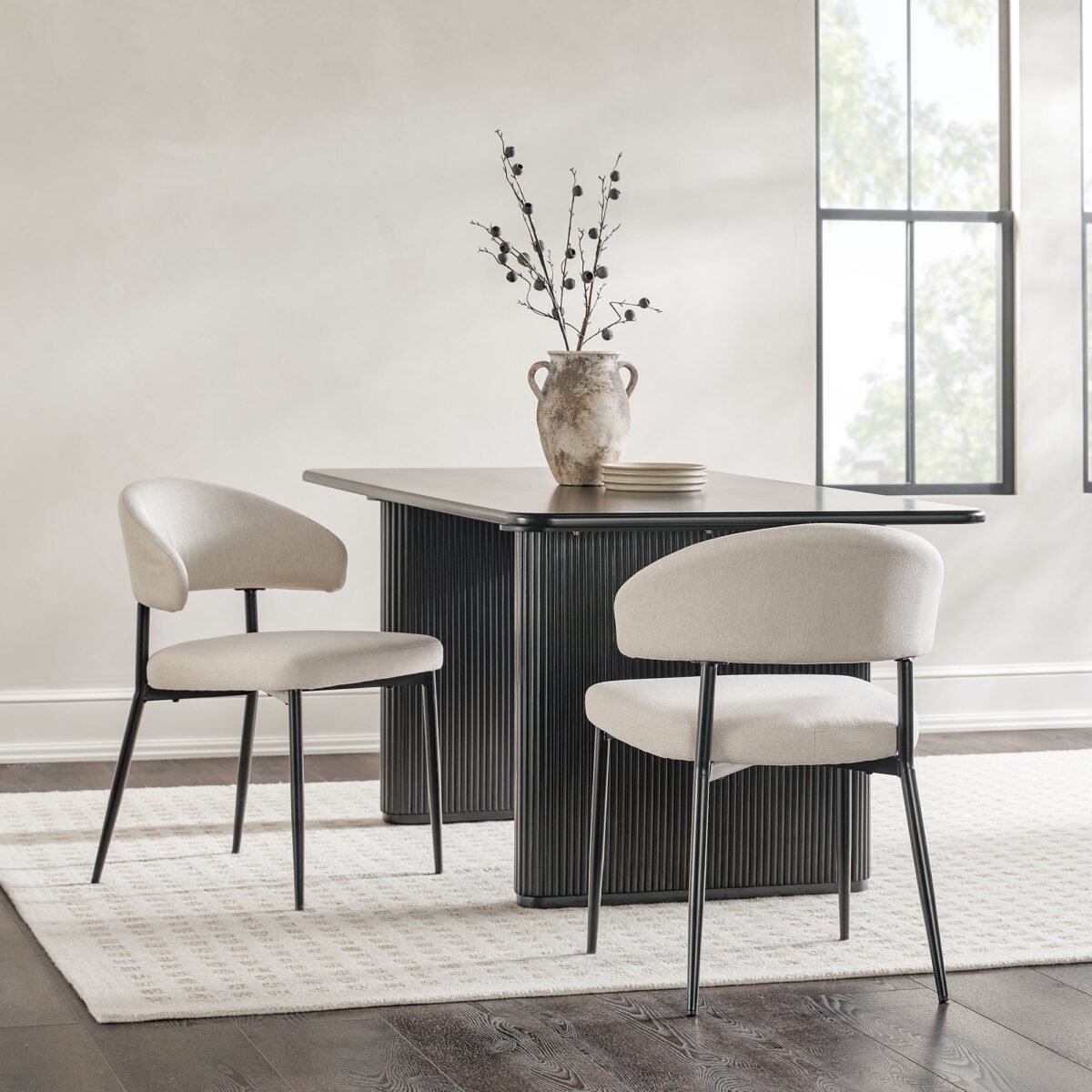Alexis Modern Upholstered Curved Dining Chair, set of 2 - Image 1