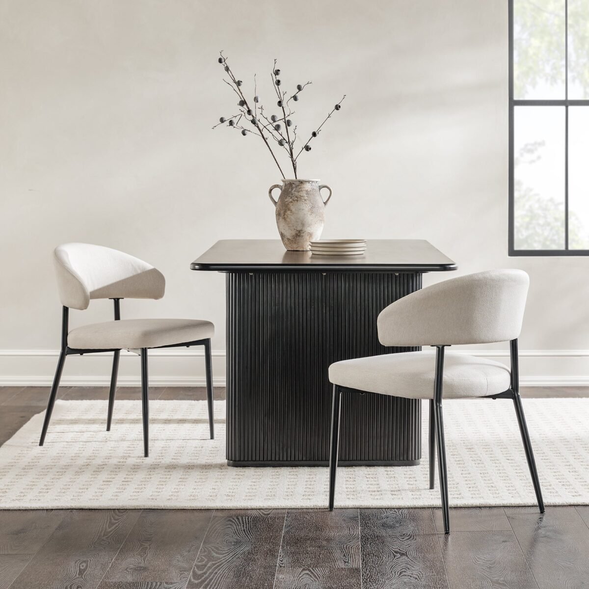 Alexis Modern Upholstered Curved Dining Chair, set of 2 - Image 2