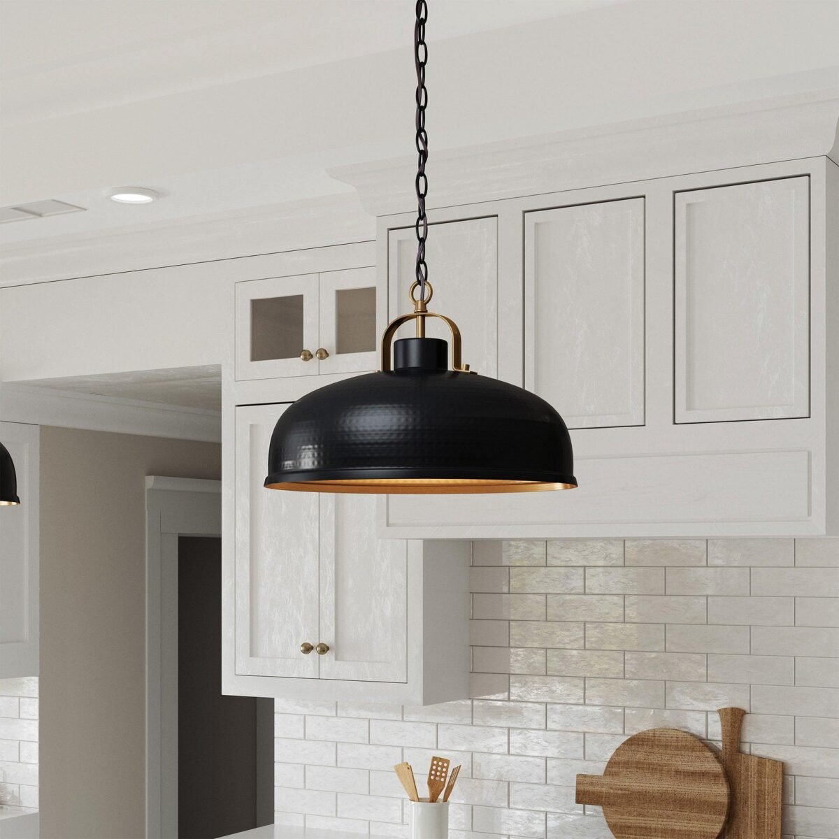 Ambert 1-Light Black Rustic Metal Dimmable Island Pendant Light - Image 4