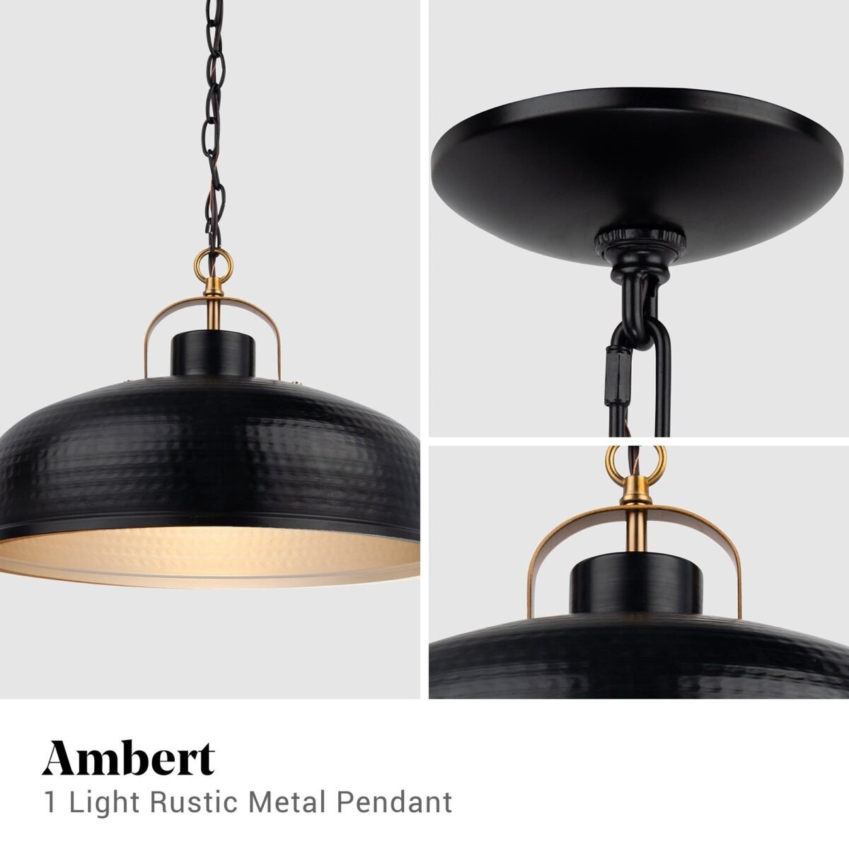 Ambert 1-Light Black Rustic Metal Dimmable Island Pendant Light - Image 5