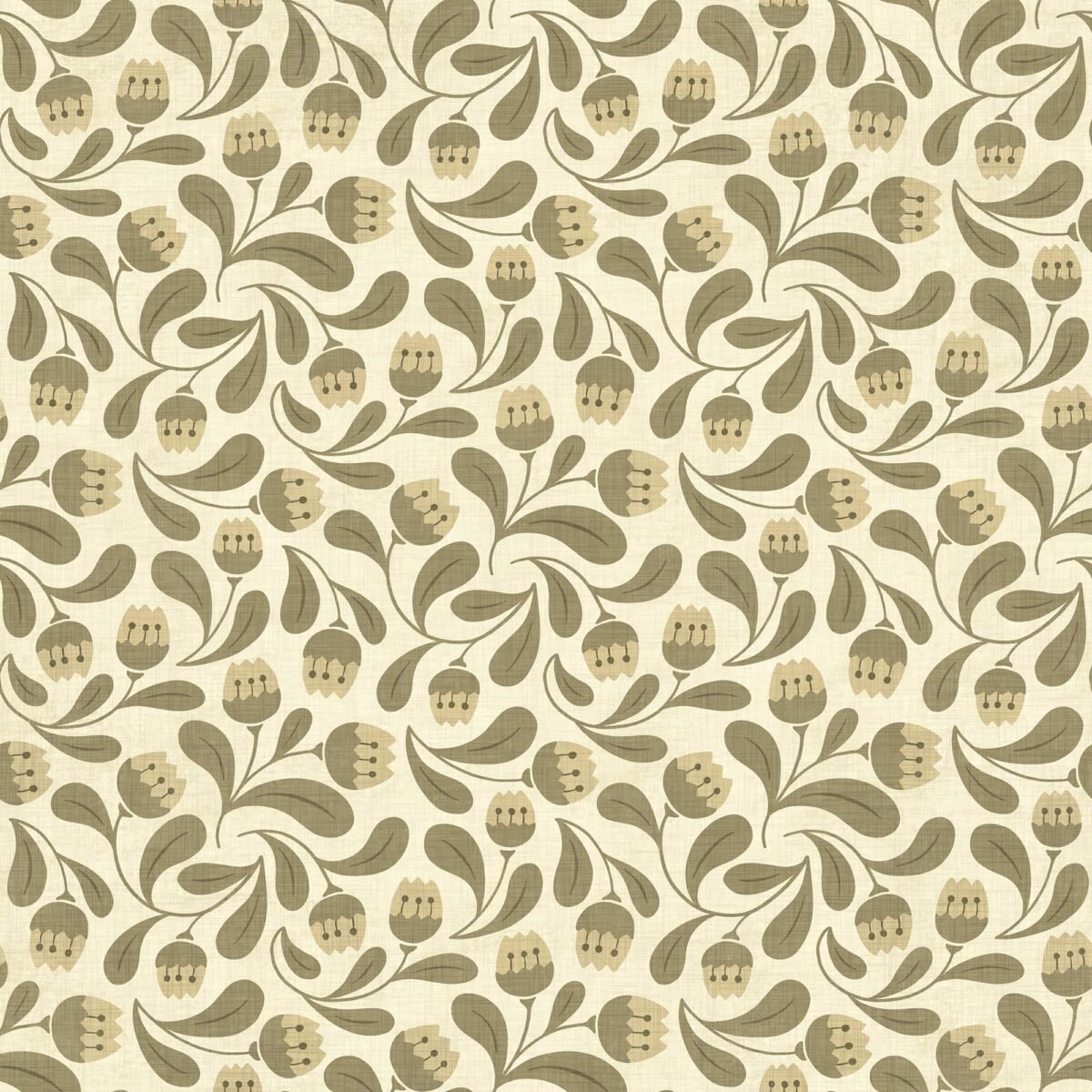 Whimsical Bloom Wallpaper - Soft Green & Cream Floral - Image 2