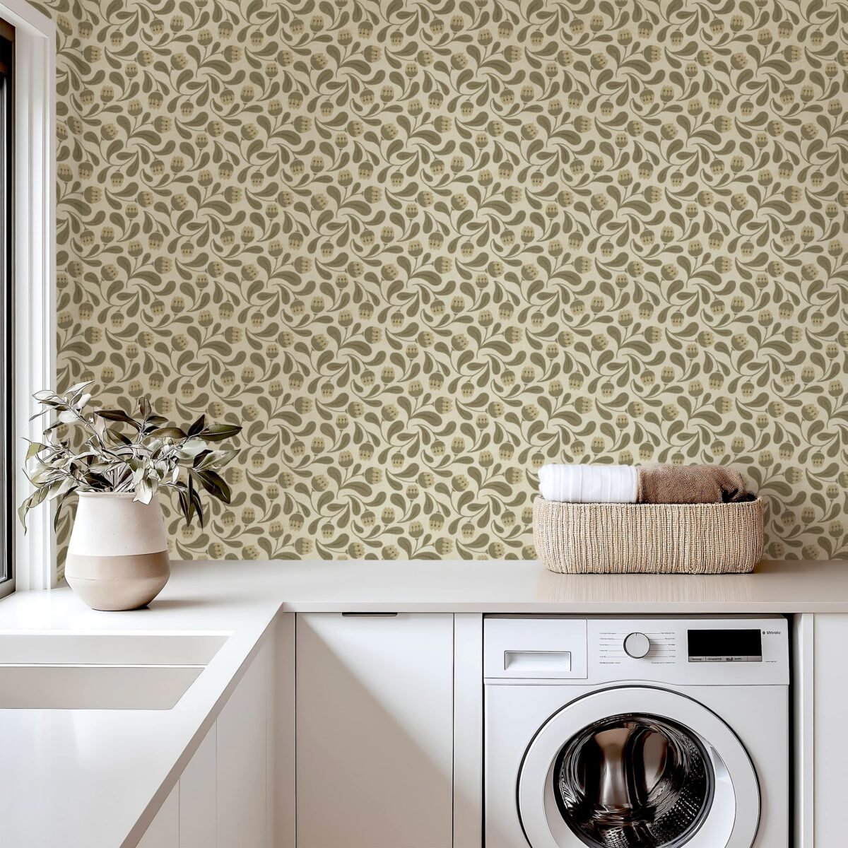 Whimsical Bloom Wallpaper - Soft Green & Cream Floral - Image 6