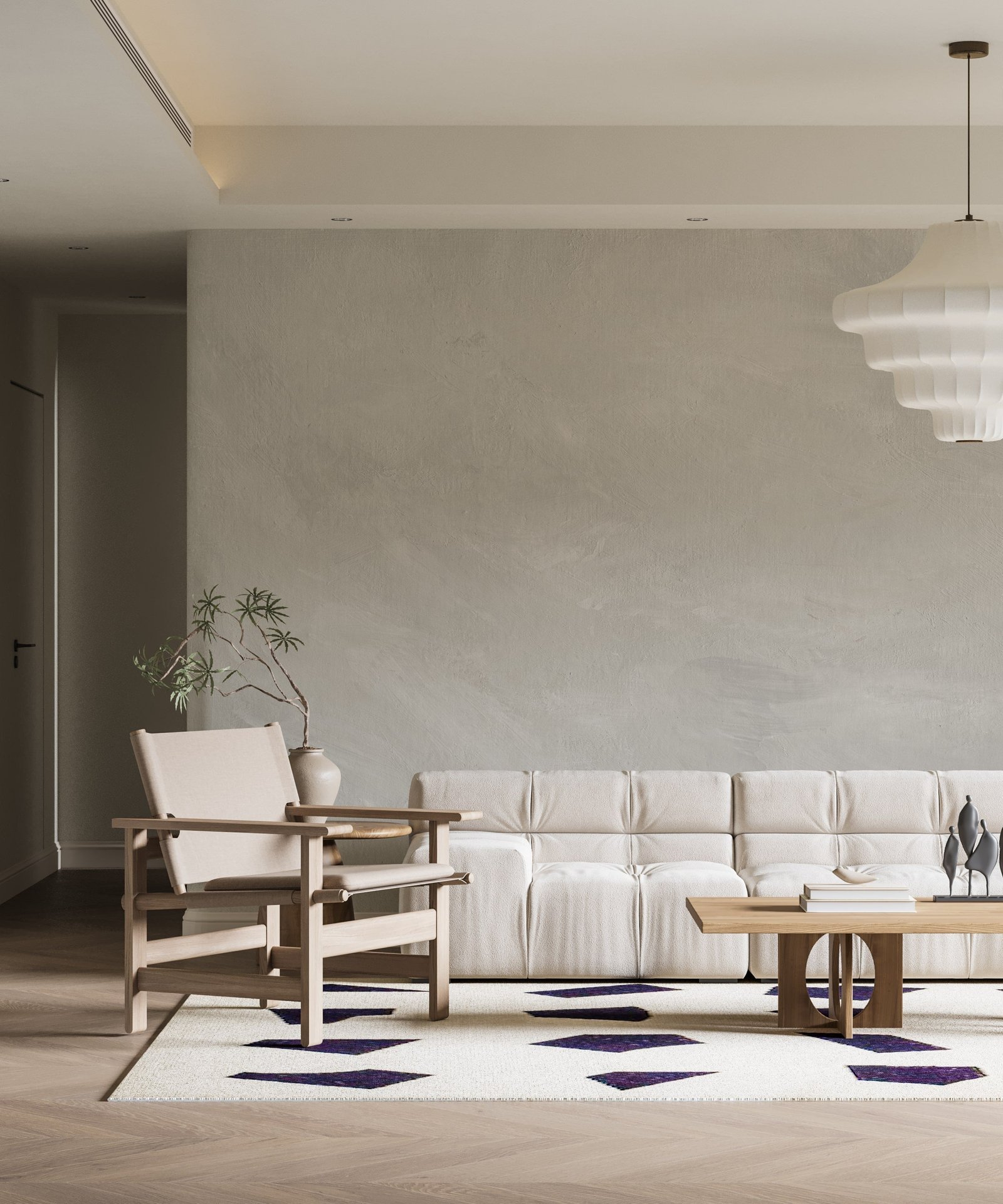 Modern Limewash Wallpaper - Soft Faux Plaster Wall Mural - Image 6