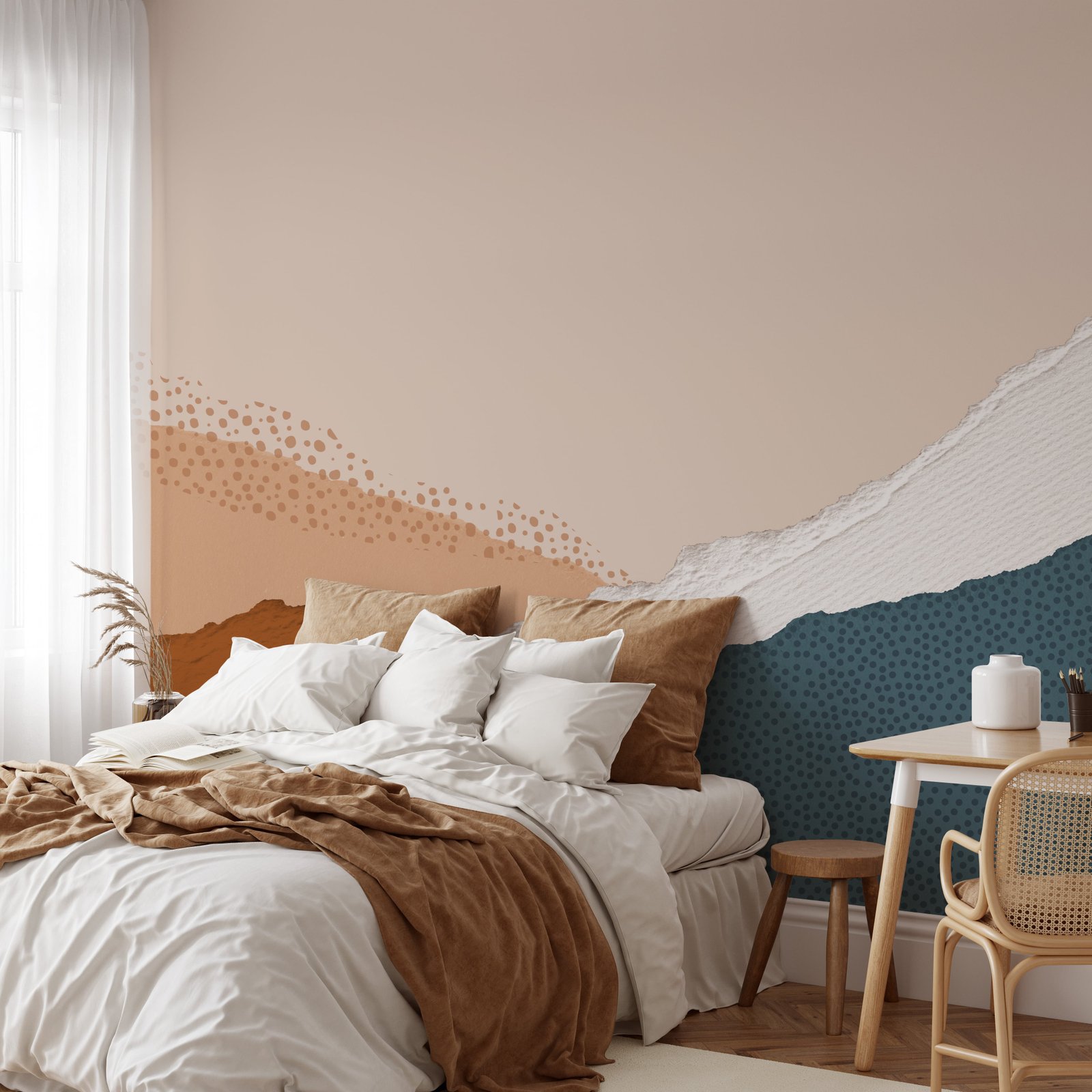 Abstractlandscapewithearthytonesanddotspapertexture.Torndeckleedgesbackground.Digitalpaperdecor4-min_358f3bd5-b1ad-4050-9364-95f0128a6a73 Mountain Mural Wallpaper Abstract Landscape Removable Wallpaper - Image 1