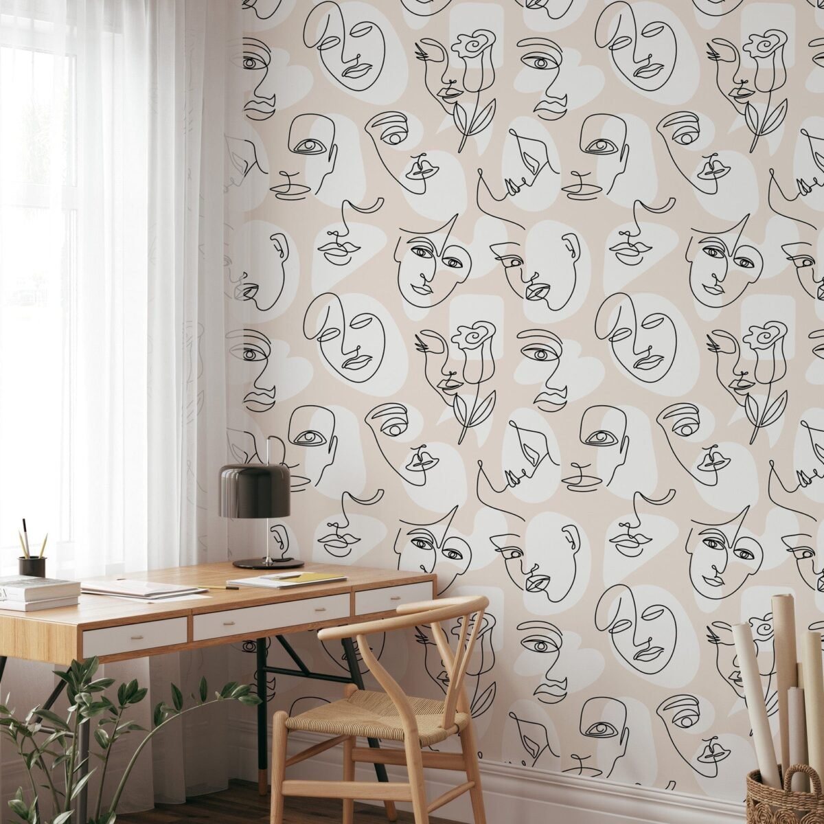 Abstract Line Face Wallpaper - Bohemian Woman Face Wallpaper - Image 3