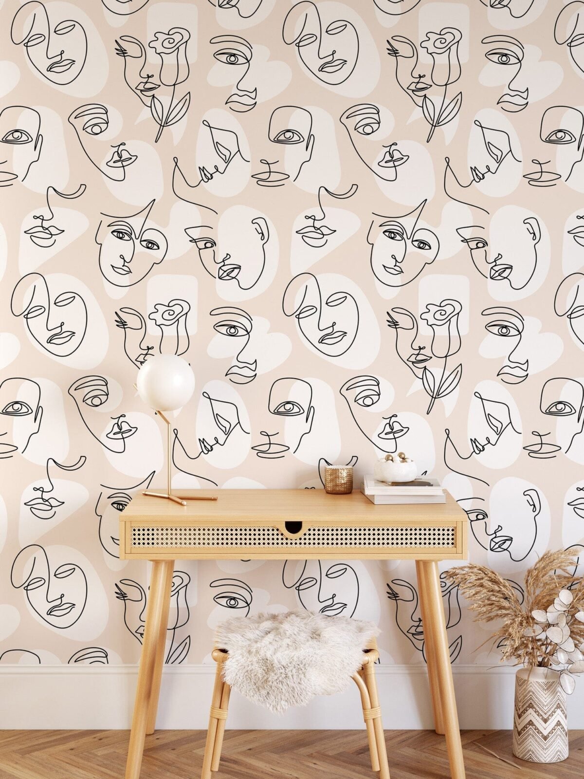 Abstract Line Face Wallpaper - Bohemian Woman Face Wallpaper - Image 4