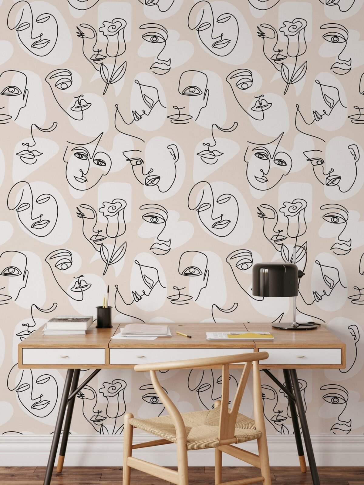 Abstract Line Face Wallpaper - Bohemian Woman Face Wallpaper - Image 5