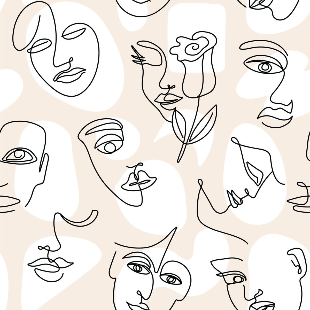 Abstract Line Face Wallpaper - Bohemian Woman Face Wallpaper - Image 2